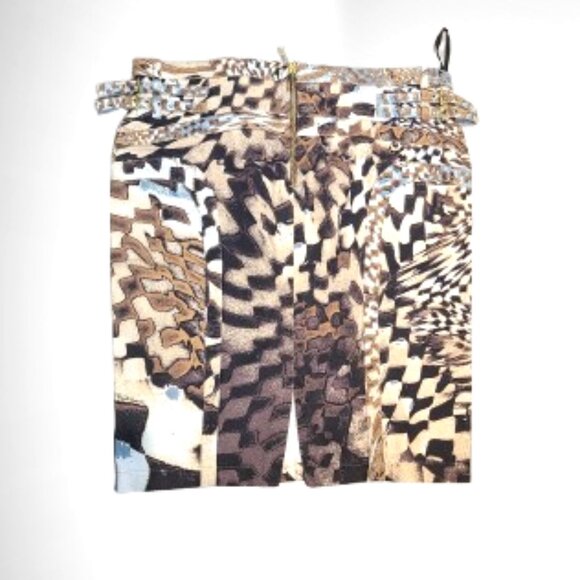 Roberto Cavalli Animal/Geo Print Pencil Skirt w/ Buckles XL - Picture 2 of 9